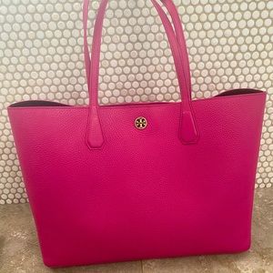 Hot Pink Tory Burch Perry Leather Tote
